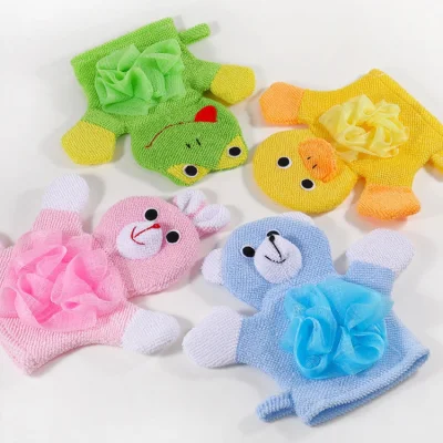 Esponja esfoliante para banho e chuveiro com design animal personalizado, esponja esfoliante para banho de bebê, luvas para crianças, brinquedo de banho